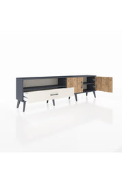 Arges TV Ünitesi 2 Raflı Tek Çekmeceli 2 Kapaklı 176x30x51 Antrasit-Çam/Aytaşı