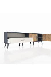 Arges TV Ünitesi 2 Raflı Tek Çekmeceli 2 Kapaklı 176x30x51 Antrasit-Çam/Aytaşı