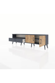 Arges TV Ünitesi 2 Raflı Tek Çekmeceli 2 Kapaklı 176x30x51 Antrasit-Çam/Antrasit