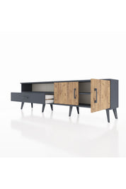 Arges TV Ünitesi 2 Raflı Tek Çekmeceli 2 Kapaklı 176x30x51 Antrasit-Çam/Antrasit