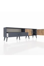 Arges TV Ünitesi 2 Raflı Tek Çekmeceli 2 Kapaklı 176x30x51 Antrasit-Çam/Antrasit