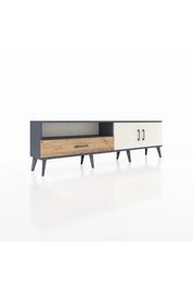 Arges TV Ünitesi 2 Raflı Tek Çekmeceli 2 Kapaklı 176x30x51 Antrasit-Aytaşı/Çam