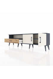 Arges TV Ünitesi 2 Raflı Tek Çekmeceli 2 Kapaklı 176x30x51 Antrasit-Aytaşı/Çam