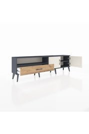Arges TV Ünitesi 2 Raflı Tek Çekmeceli 2 Kapaklı 176x30x51 Antrasit-Aytaşı/Çam