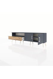 Arges TV Ünitesi 2 Raflı Tek Çekmeceli 2 Kapaklı 176x30x51 Antrasit-Antrasit/Çam