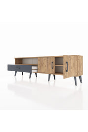 Arges TV Ünitesi 2 Raflı Tek Çekmeceli 2 Kapaklı 176x30x51 Çam-Çam/Antrasit