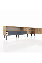 Arges TV Ünitesi 2 Raflı Tek Çekmeceli 2 Kapaklı 176x30x51 Çam-Çam/Antrasit