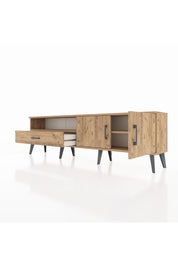 Arges TV Ünitesi 2 Raflı Tek Çekmeceli 2 Kapaklı 176x30x51 Çam-Çam/Çam