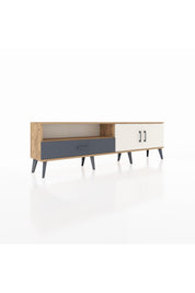 Arges TV Ünitesi 2 Raflı Tek Çekmeceli 2 Kapaklı 176x30x51 Çam-Aytaşı/Antrasit