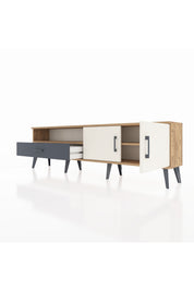 Arges TV Ünitesi 2 Raflı Tek Çekmeceli 2 Kapaklı 176x30x51 Çam-Aytaşı/Antrasit