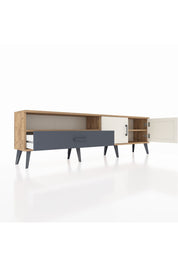 Arges TV Ünitesi 2 Raflı Tek Çekmeceli 2 Kapaklı 176x30x51 Çam-Aytaşı/Antrasit