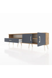 Arges TV Ünitesi 2 Raflı Tek Çekmeceli 2 Kapaklı 176x30x51 Çam-Antrasit/Antrasit