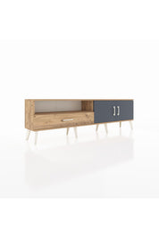 Arges TV Ünitesi 2 Raflı Tek Çekmeceli 2 Kapaklı 176x30x51 Çam-Antrasit/Çam