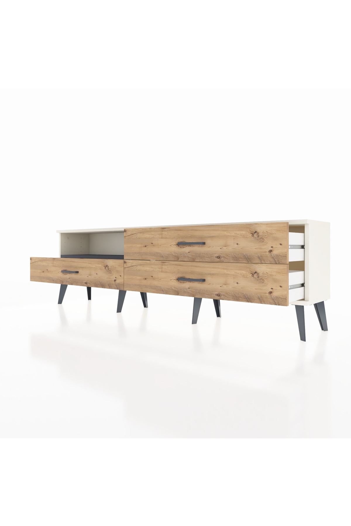 Arges TV Ünitesi Tek Raflı 3 Çekmeceli  176x30x51 Aytaşı-Antrasit/Çam