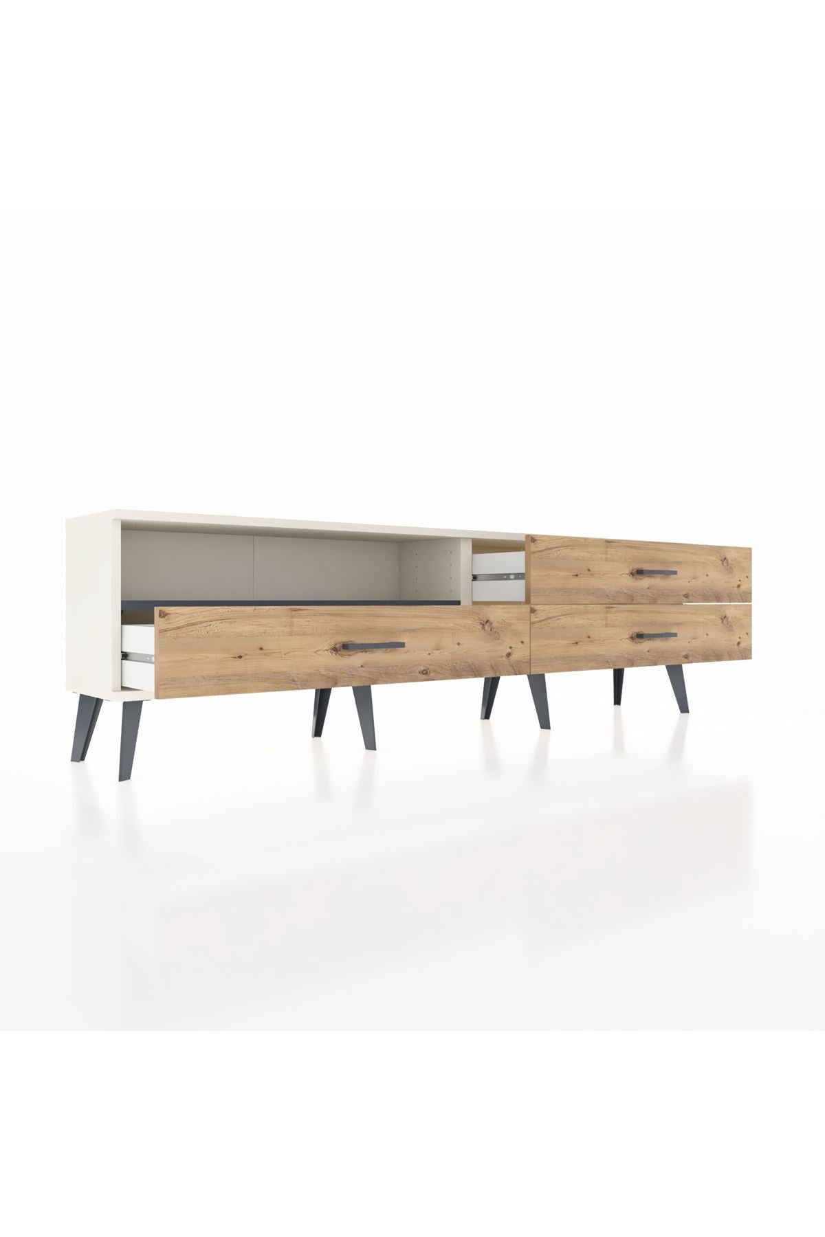 Arges TV Ünitesi Tek Raflı 3 Çekmeceli  176x30x51 Aytaşı-Antrasit/Çam