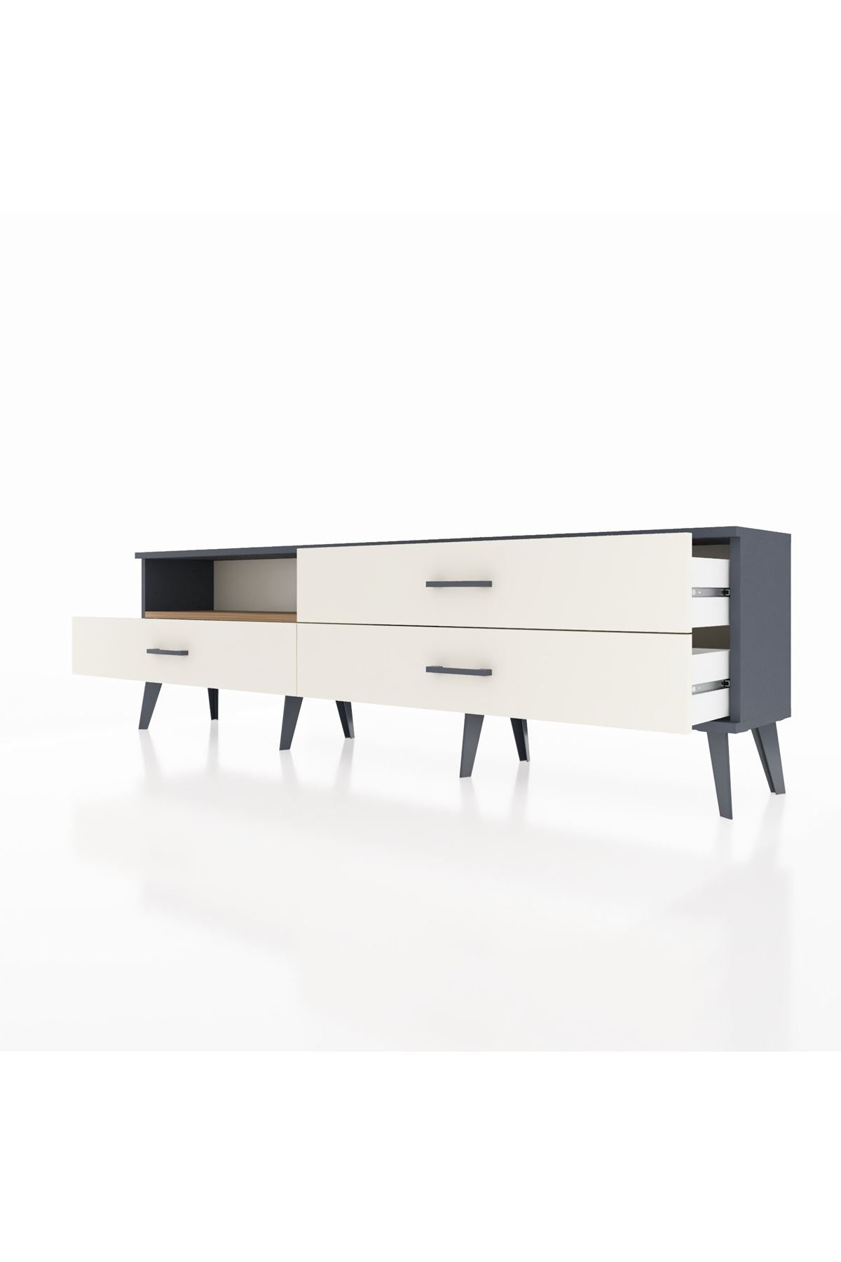 Arges TV Ünitesi Tek Raflı 3 Çekmeceli  176x30x51 Antrasit-Çam/Aytaşı