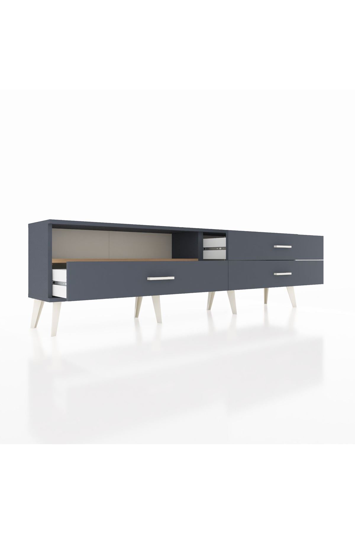 Arges TV Ünitesi Tek Raflı 3 Çekmeceli  176x30x51 Antrasit-Çam/Antrasit