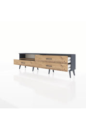 Arges TV Ünitesi Tek Raflı 3 Çekmeceli  176x30x51 Antrasit-Çam/Çam