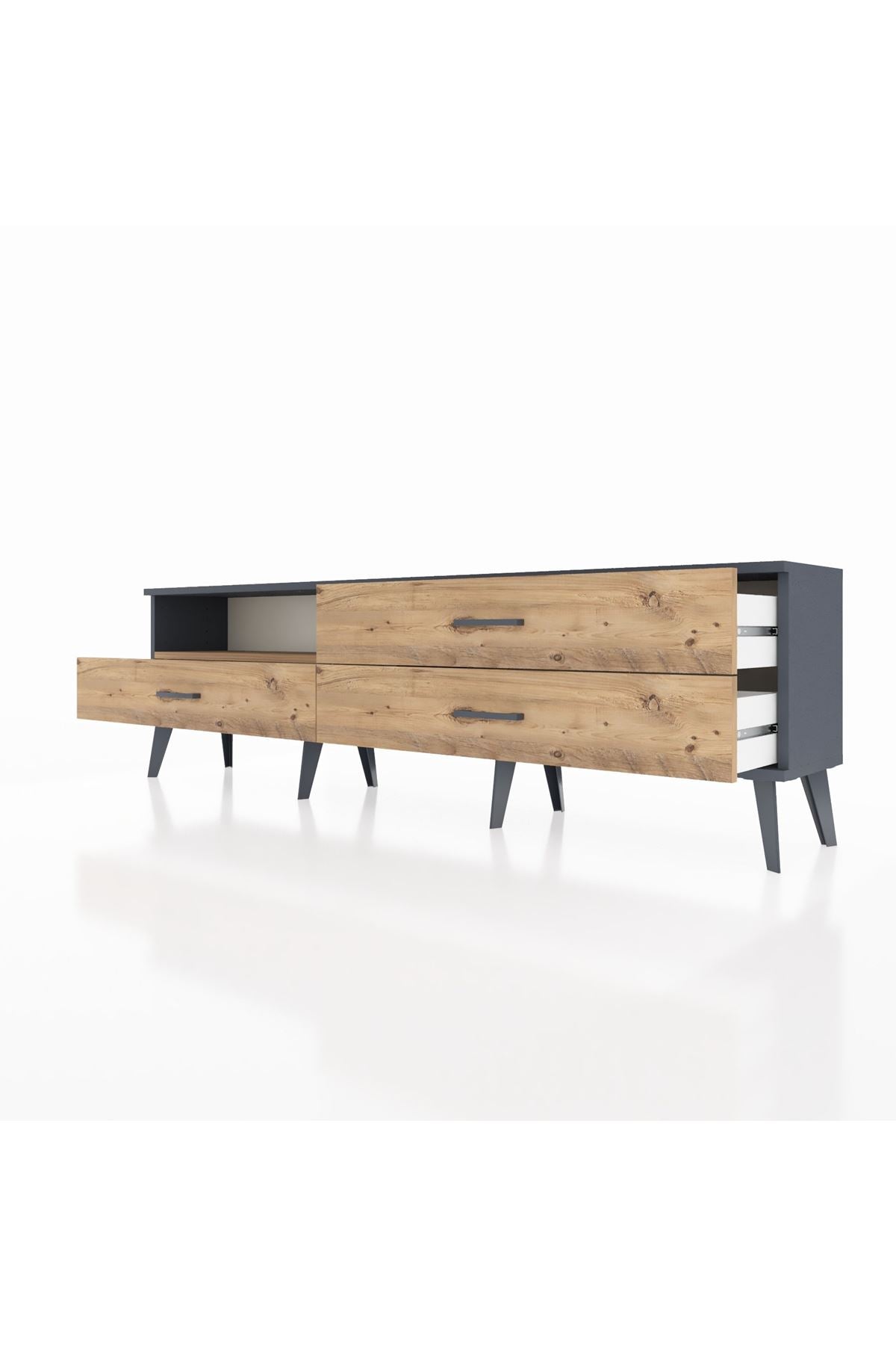 Arges TV Ünitesi Tek Raflı 3 Çekmeceli  176x30x51 Antrasit-Çam/Çam