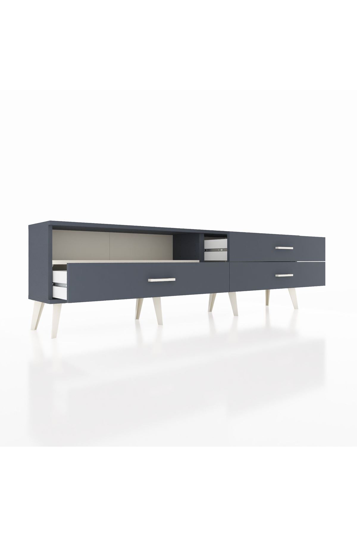 Arges TV Ünitesi Tek Raflı 3 Çekmeceli  176x30x51 Antrasit-Aytaşı/Antrasit