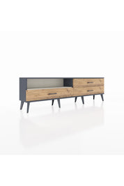 Arges TV Ünitesi Tek Raflı 3 Çekmeceli  176x30x51 Antrasit-Aytaşı/Çam