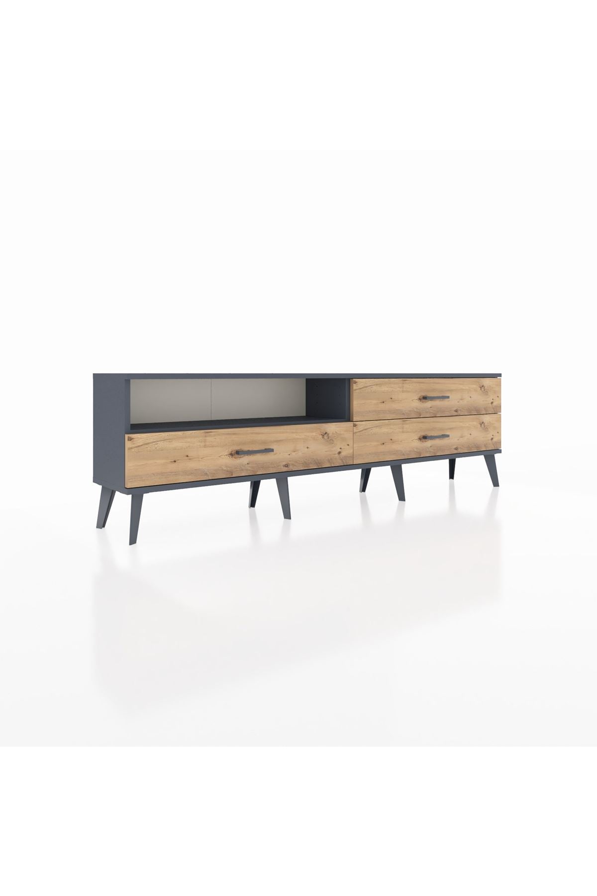 Arges TV Ünitesi Tek Raflı 3 Çekmeceli  176x30x51 Antrasit-Antrasit/Çam