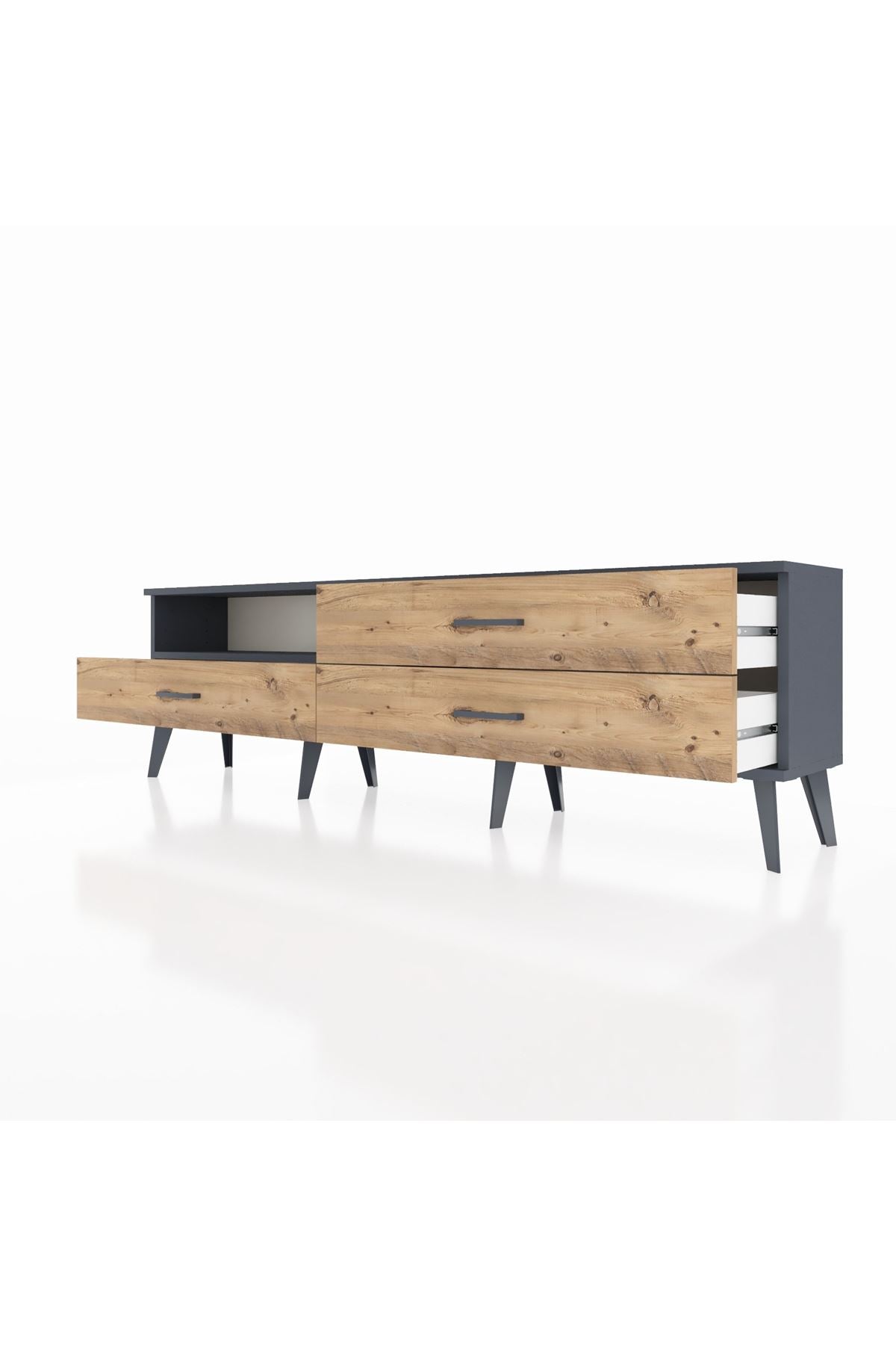 Arges TV Ünitesi Tek Raflı 3 Çekmeceli  176x30x51 Antrasit-Antrasit/Çam