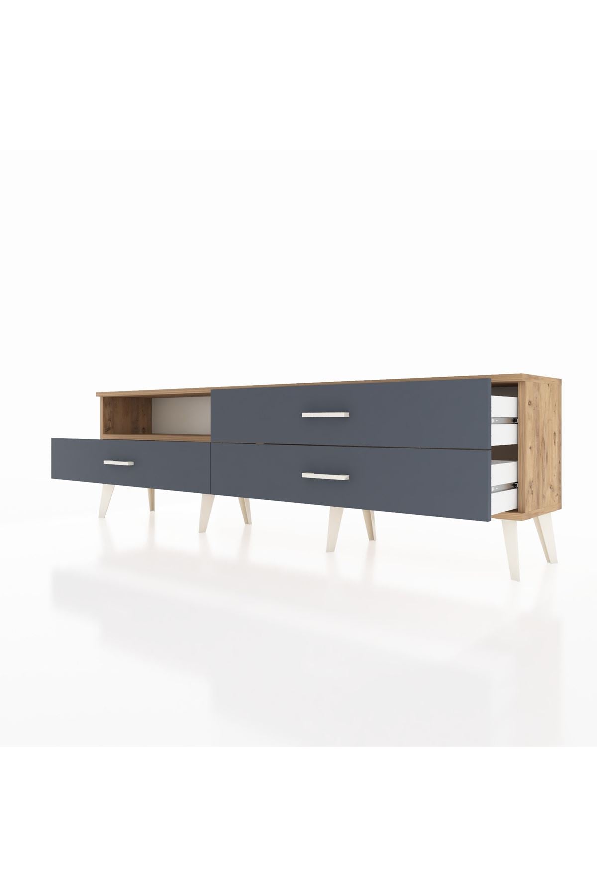 Arges TV Ünitesi Tek Raflı 3 Çekmeceli  176x30x51 Çam-Çam/Antrasit