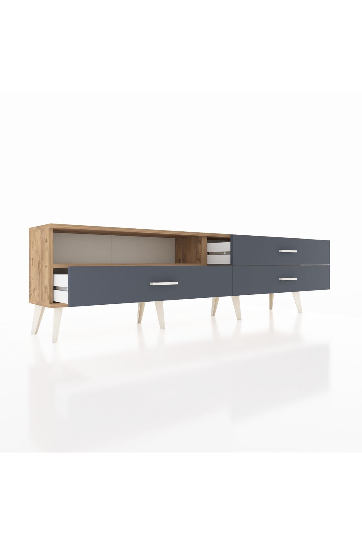 Arges TV Ünitesi Tek Raflı 3 Çekmeceli  176x30x51 Çam-Çam/Antrasit