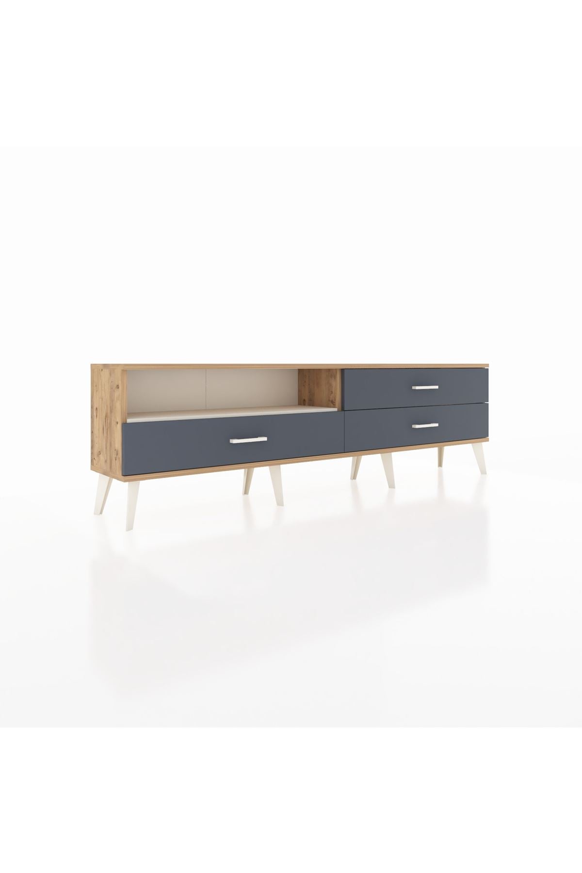 Arges TV Ünitesi Tek Raflı 3 Çekmeceli  176x30x51 Çam-Aytaşı/Antrasit