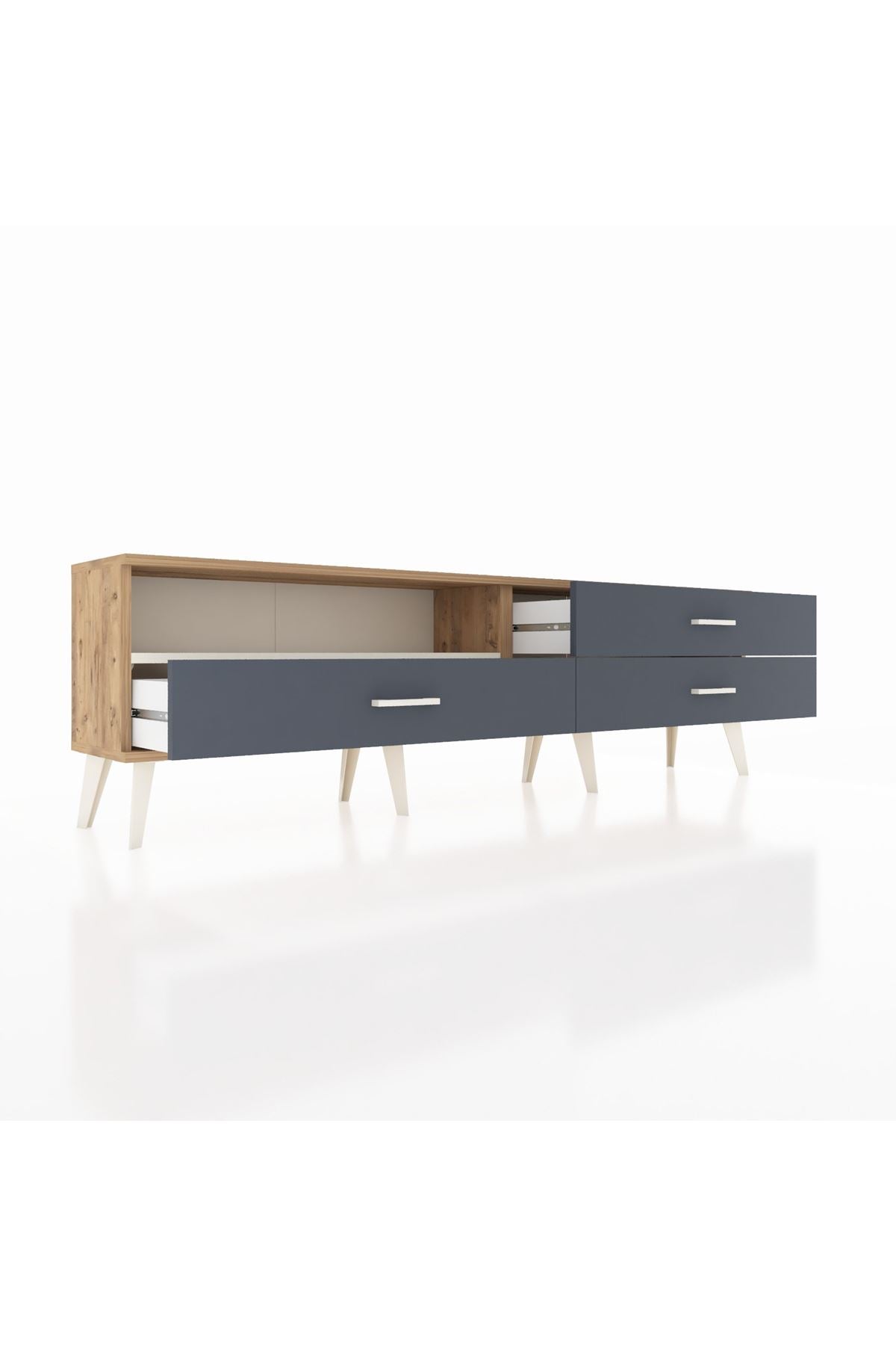 Arges TV Ünitesi Tek Raflı 3 Çekmeceli  176x30x51 Çam-Aytaşı/Antrasit