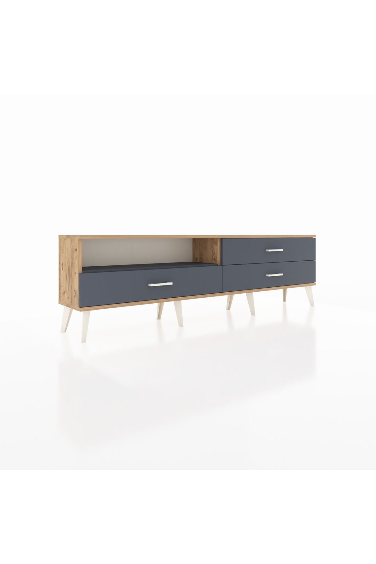 Arges TV Ünitesi Tek Raflı 3 Çekmeceli  176x30x51 Çam-Antrasit/Antrasit