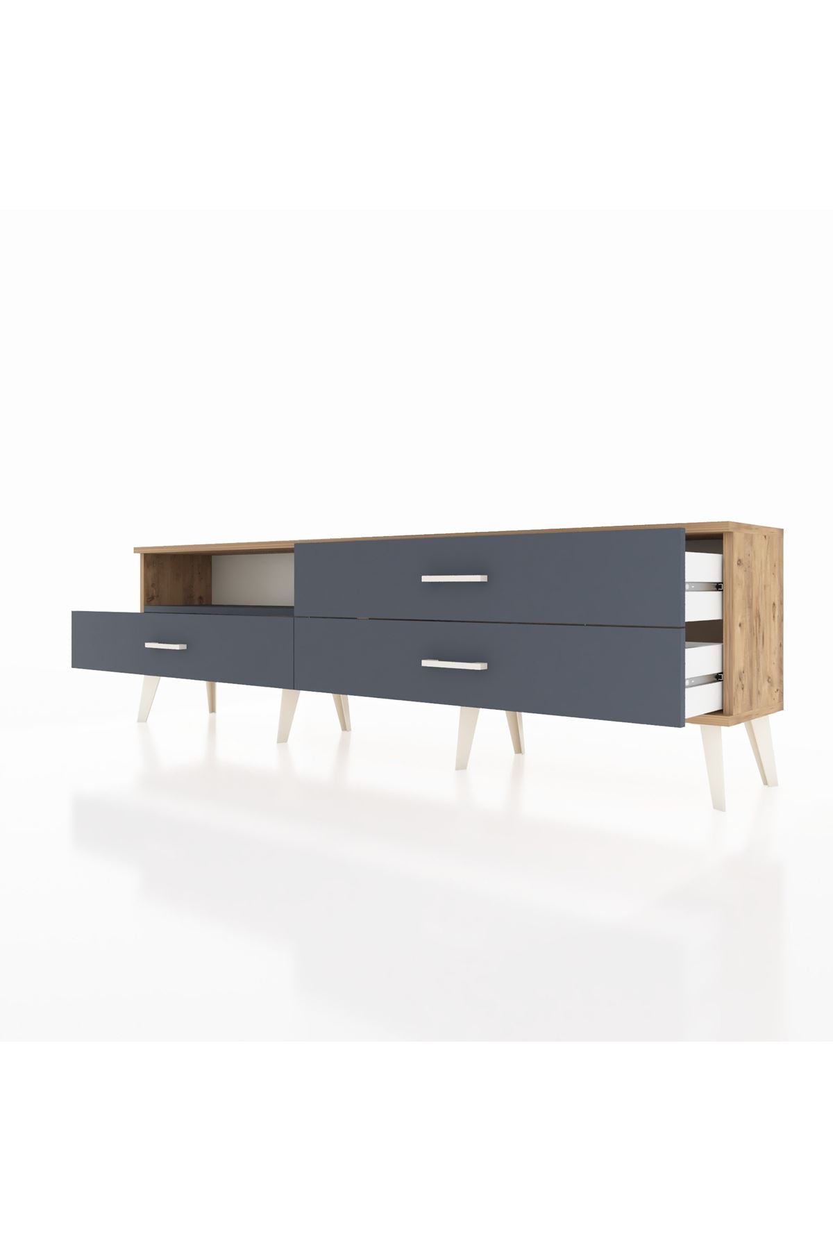 Arges TV Ünitesi Tek Raflı 3 Çekmeceli  176x30x51 Çam-Antrasit/Antrasit