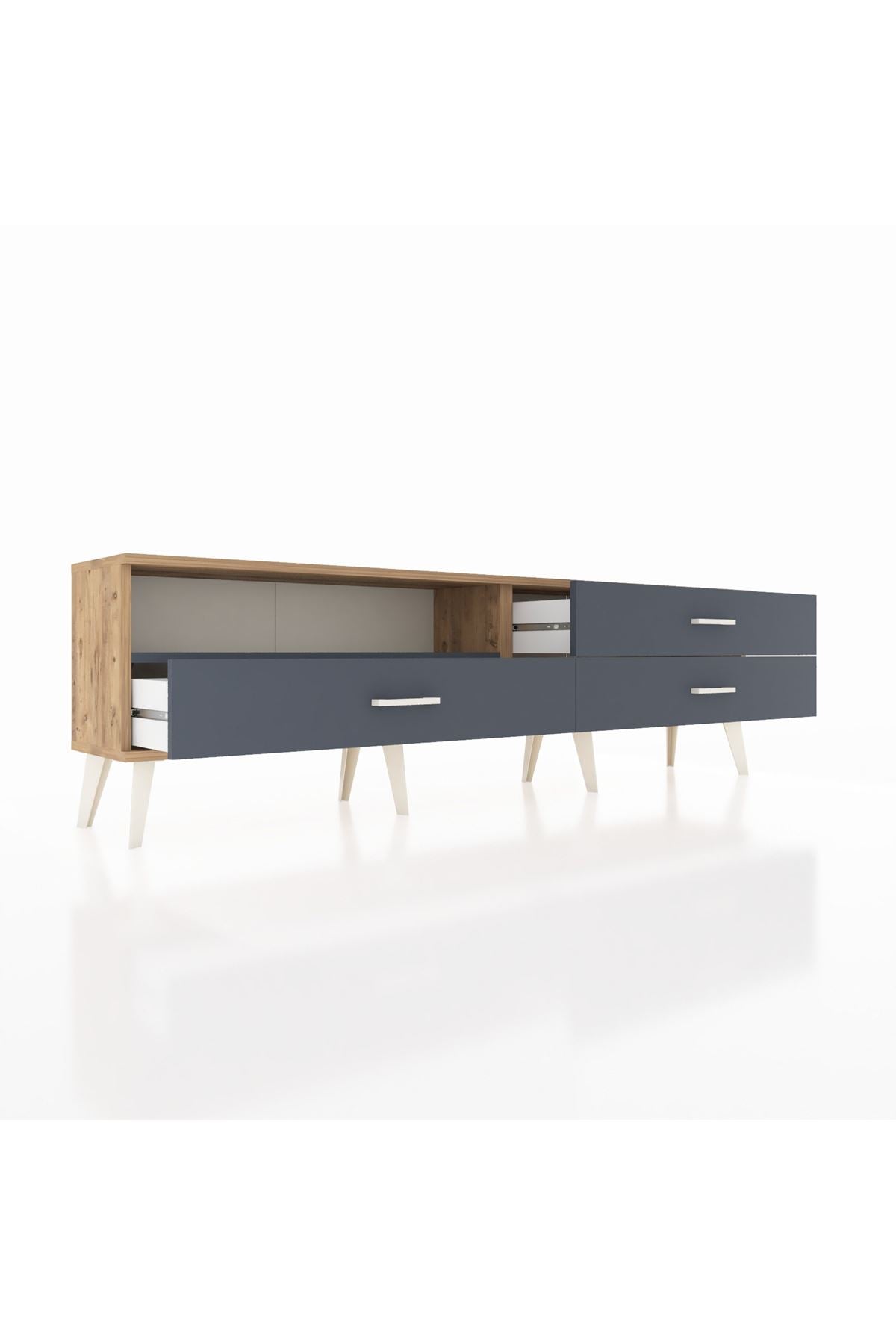 Arges TV Ünitesi Tek Raflı 3 Çekmeceli  176x30x51 Çam-Antrasit/Antrasit