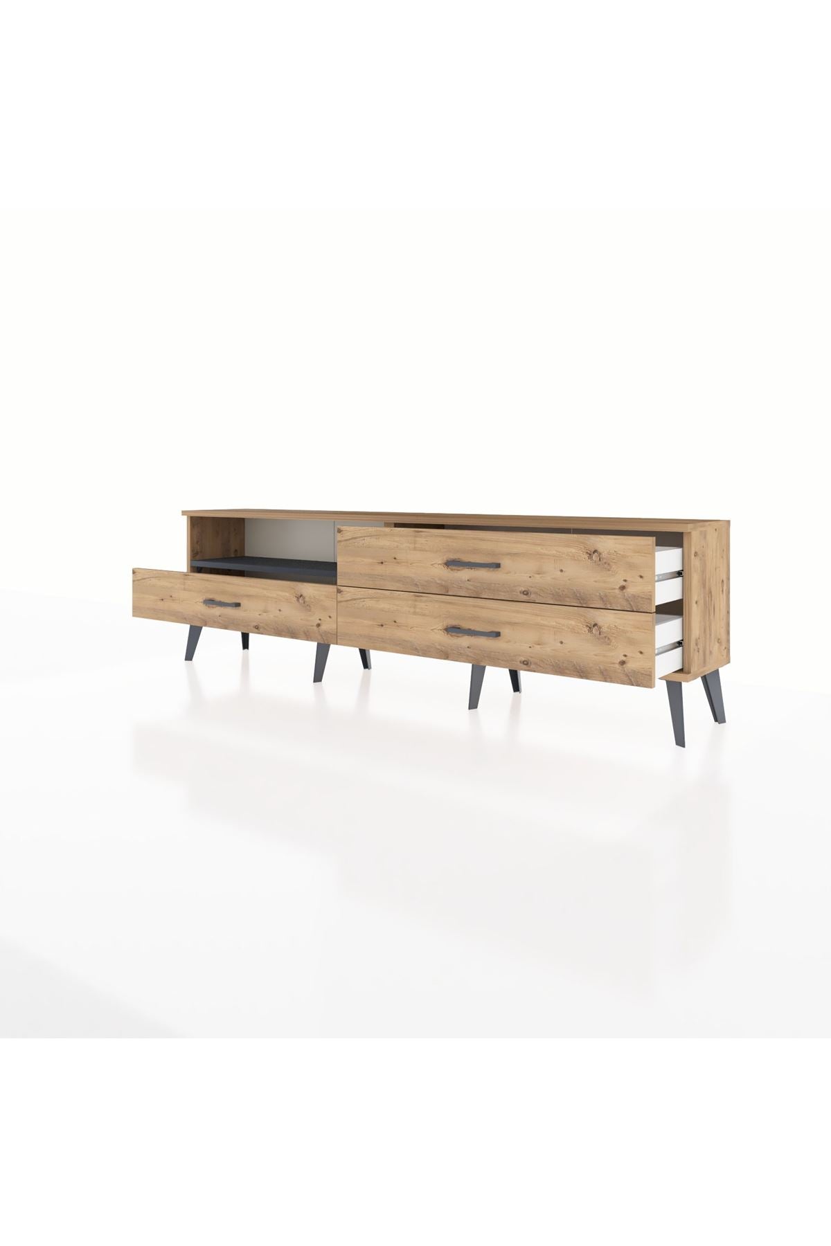 Arges TV Ünitesi Tek Raflı 3 Çekmeceli  176x30x51 Çam-Antrasit/Çam