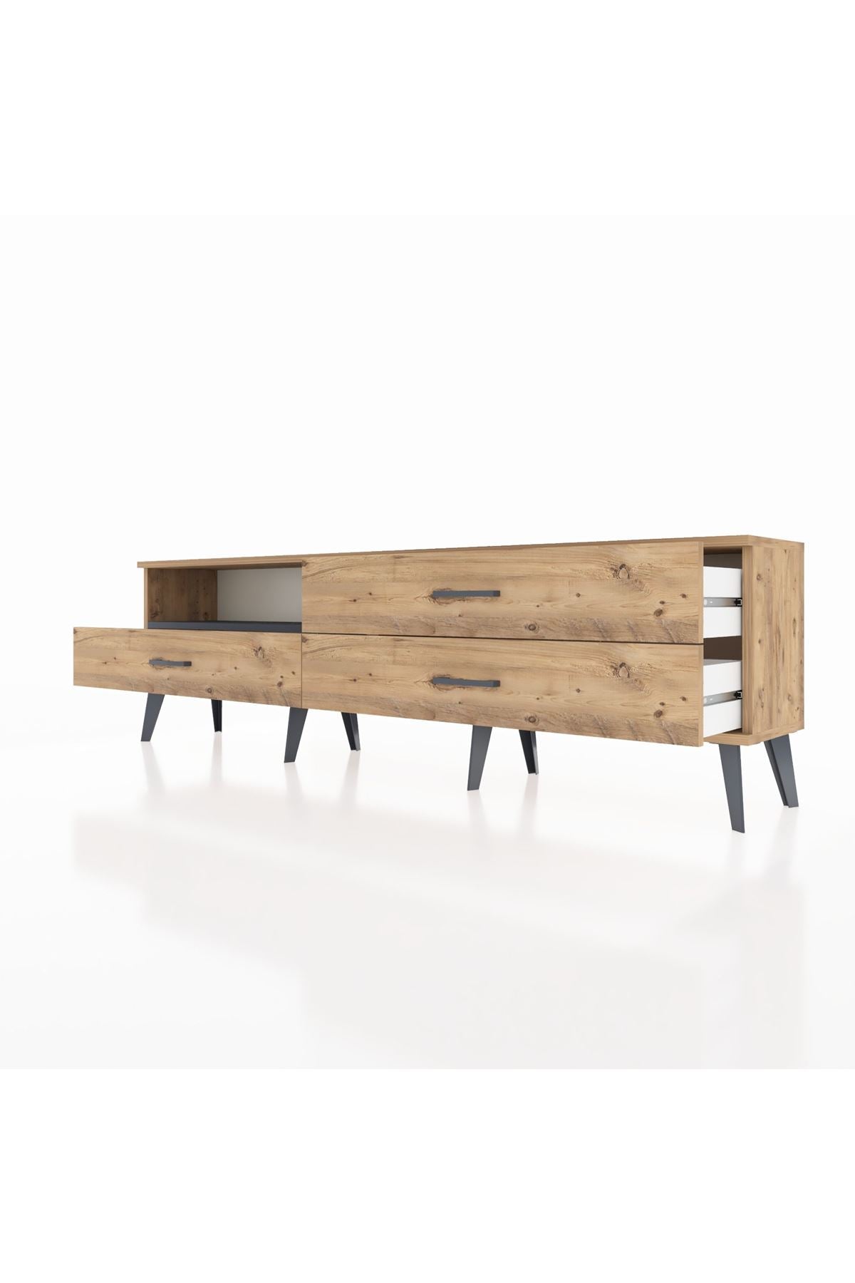 Arges TV Ünitesi Tek Raflı 3 Çekmeceli  176x30x51 Çam-Antrasit/Çam