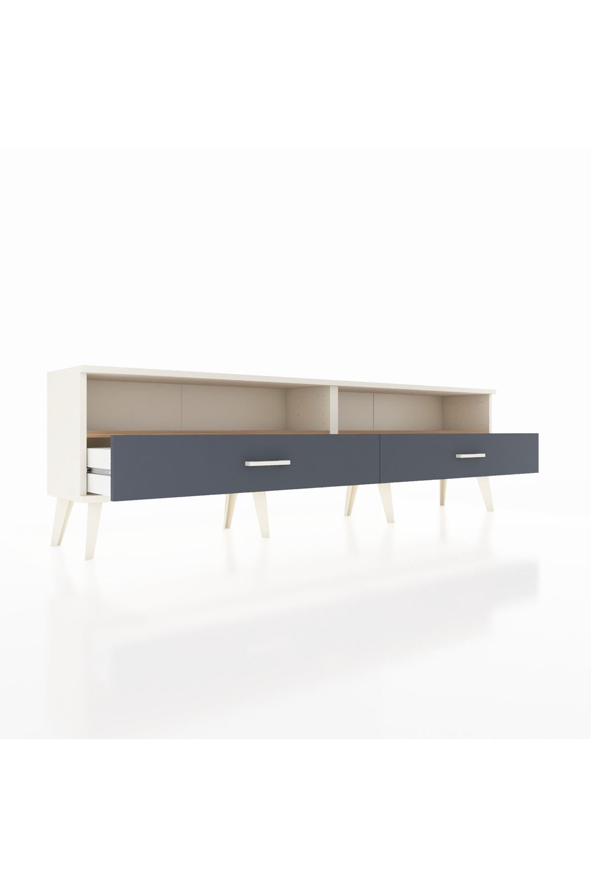 Arges TV Ünitesi 2 Raflı 2 Çekmeceli  176x30x51 Aytaşı-Çam/Antrasit