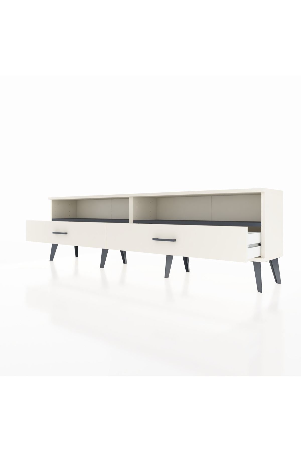 Arges TV Ünitesi 2 Raflı 2 Çekmeceli  176x30x51 Aytaşı-Antrasit/Aytaşı