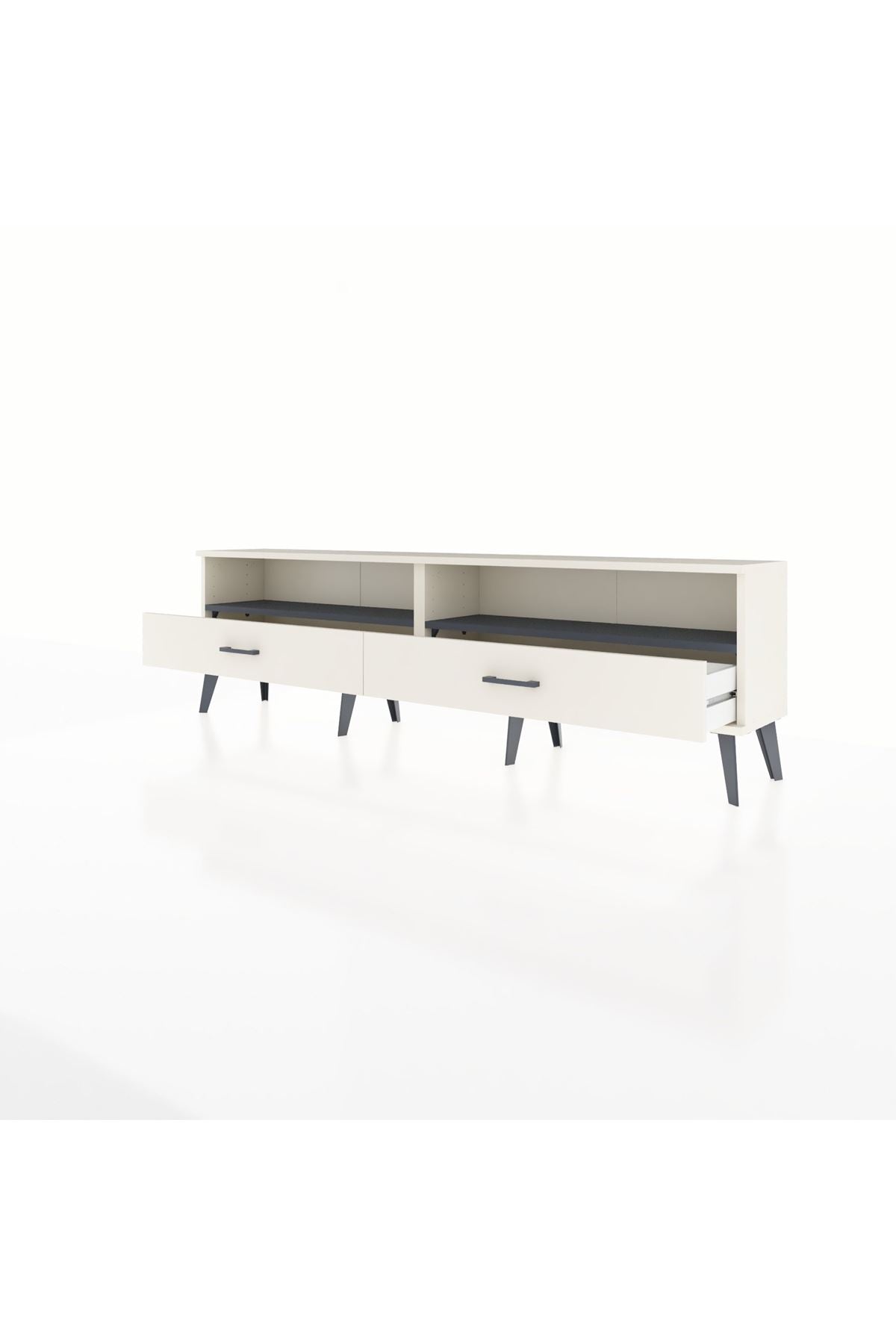 Arges TV Ünitesi 2 Raflı 2 Çekmeceli  176x30x51 Aytaşı-Antrasit/Aytaşı