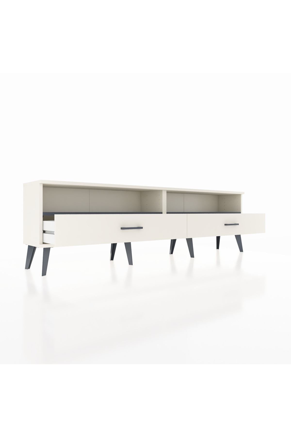 Arges TV Ünitesi 2 Raflı 2 Çekmeceli  176x30x51 Aytaşı-Antrasit/Aytaşı