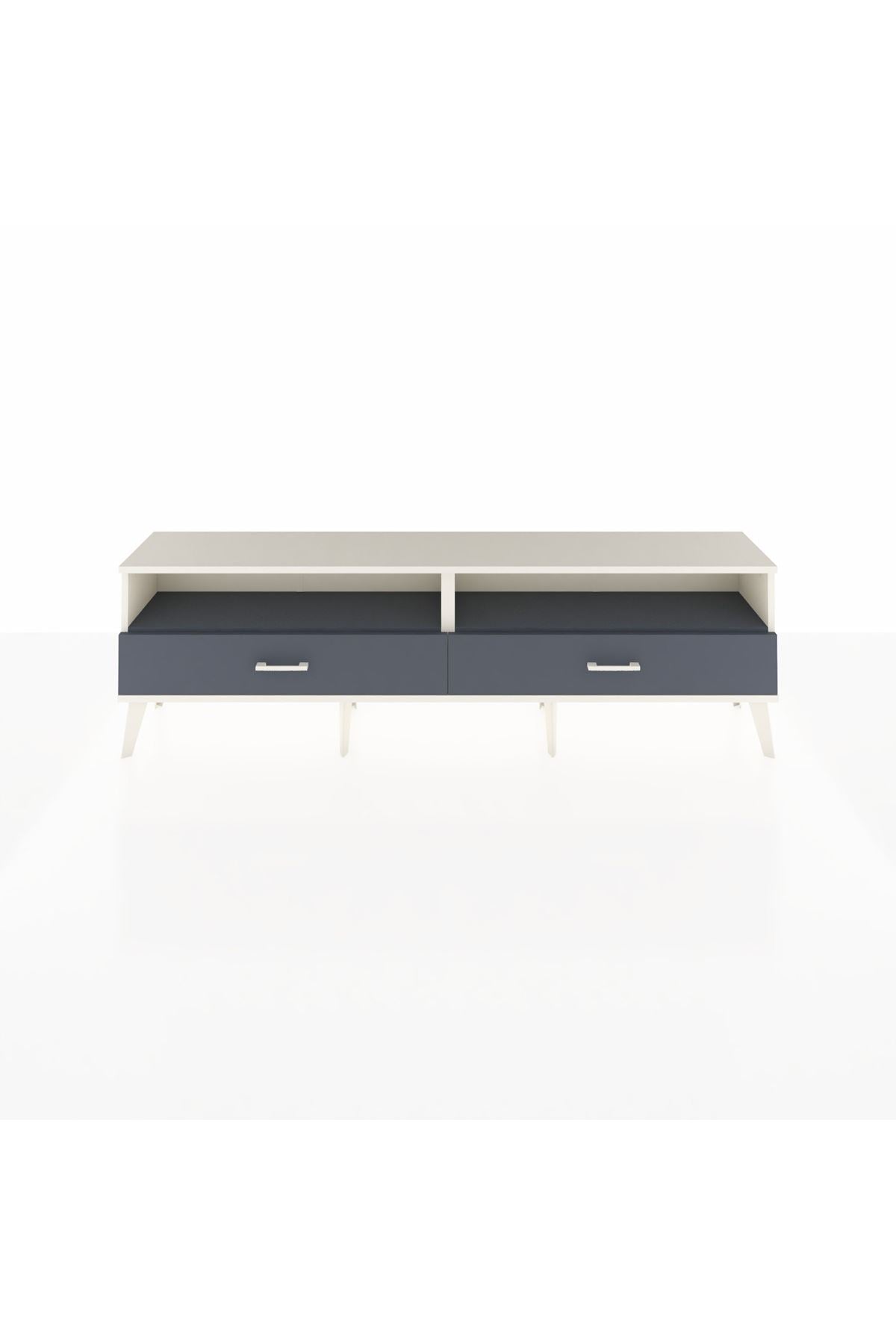 Arges TV Ünitesi 2 Raflı 2 Çekmeceli  176x30x51 Aytaşı-Antrasit/Antrasit