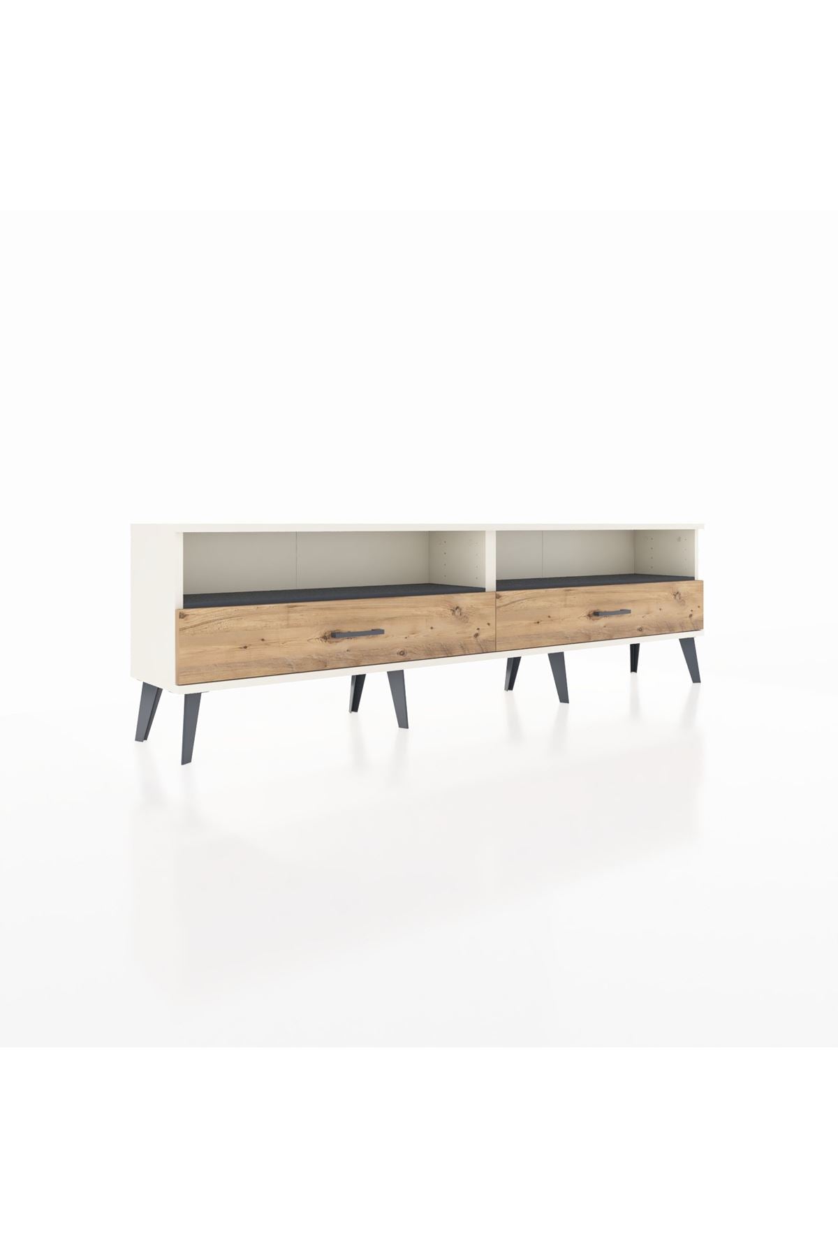 Arges TV Ünitesi 2 Raflı 2 Çekmeceli  176x30x51 Aytaşı-Antrasit/Çam