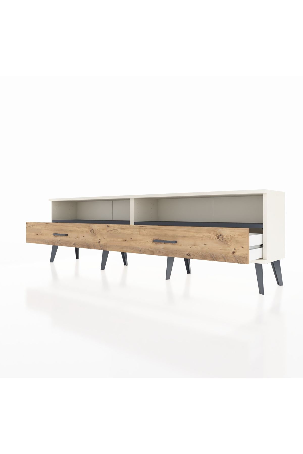 Arges TV Ünitesi 2 Raflı 2 Çekmeceli  176x30x51 Aytaşı-Antrasit/Çam