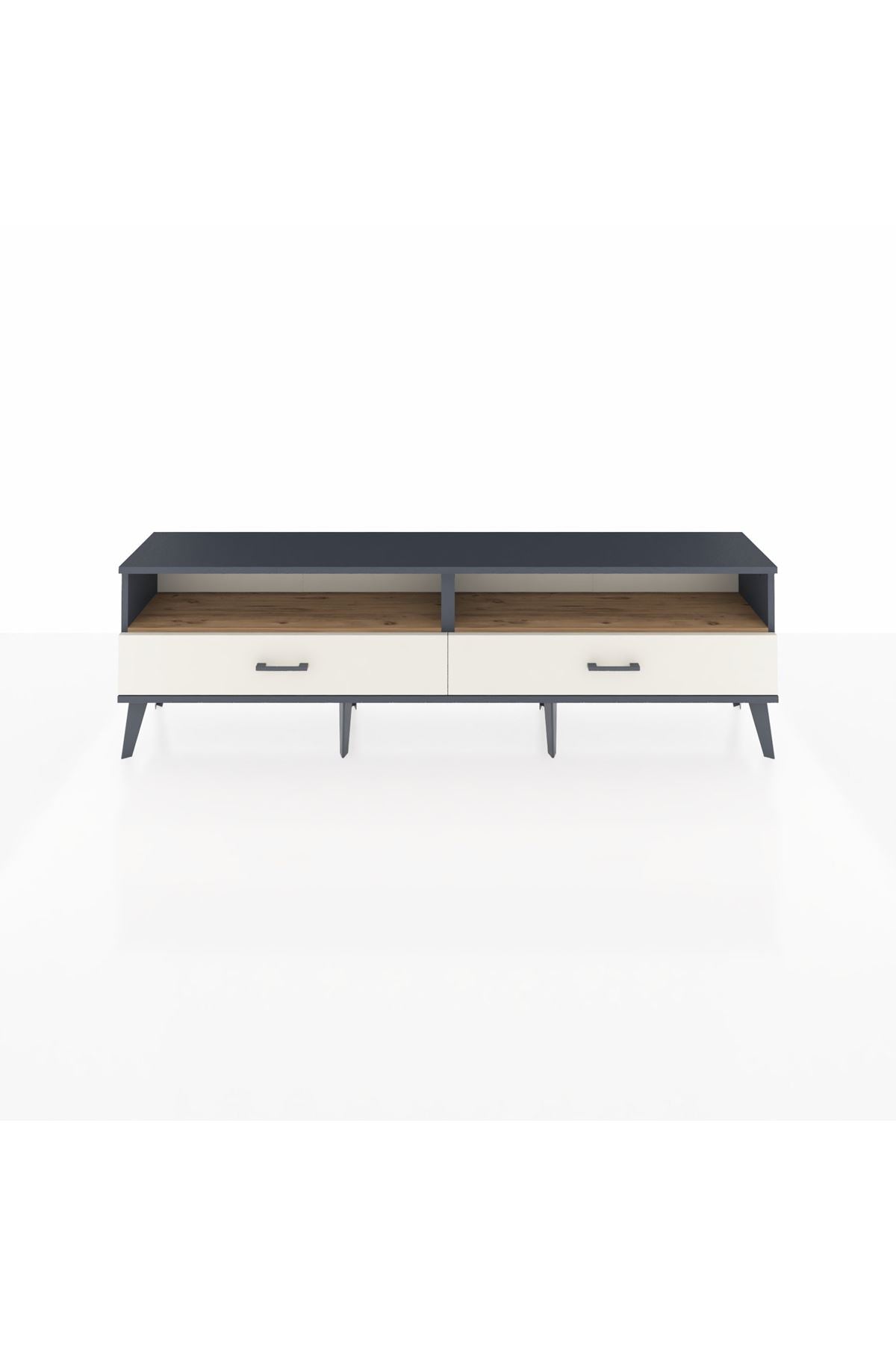 Arges TV Ünitesi 2 Raflı 2 Çekmeceli  176x30x51 Antrasit-Çam/Aytaşı