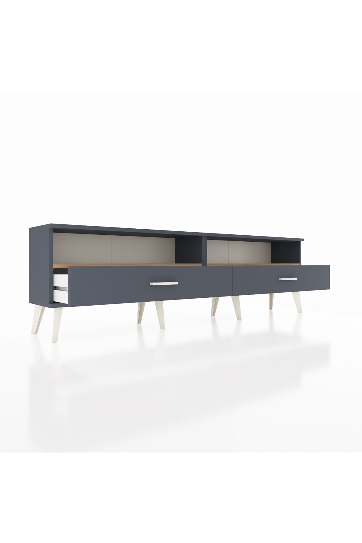 Arges TV Ünitesi 2 Raflı 2 Çekmeceli  176x30x51 Antrasit-Çam/Antrasit