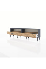 Arges TV Ünitesi 2 Raflı 2 Çekmeceli  176x30x51 Antrasit-Çam/Çam