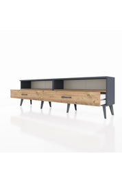 Arges TV Ünitesi 2 Raflı 2 Çekmeceli  176x30x51 Antrasit-Çam/Çam