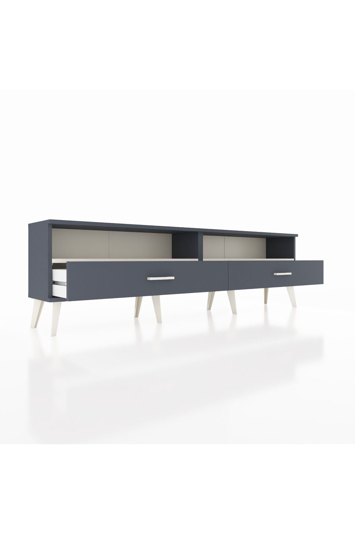 Arges TV Ünitesi 2 Raflı 2 Çekmeceli  176x30x51 Antrasit-Aytaşı/Antrasit