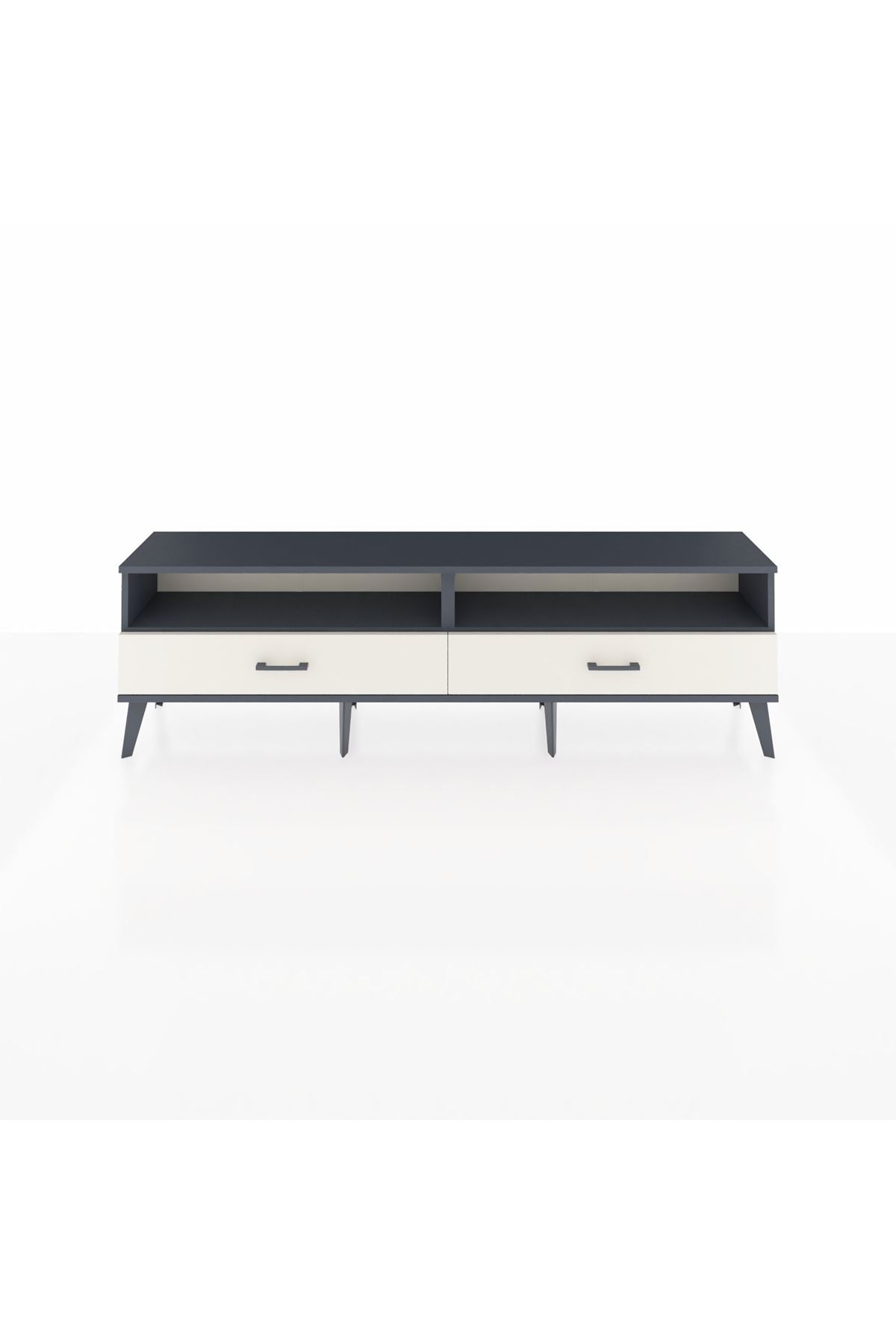 Arges TV Ünitesi 2 Raflı 2 Çekmeceli  176x30x51 Antrasit-Antrasit/Aytaşı