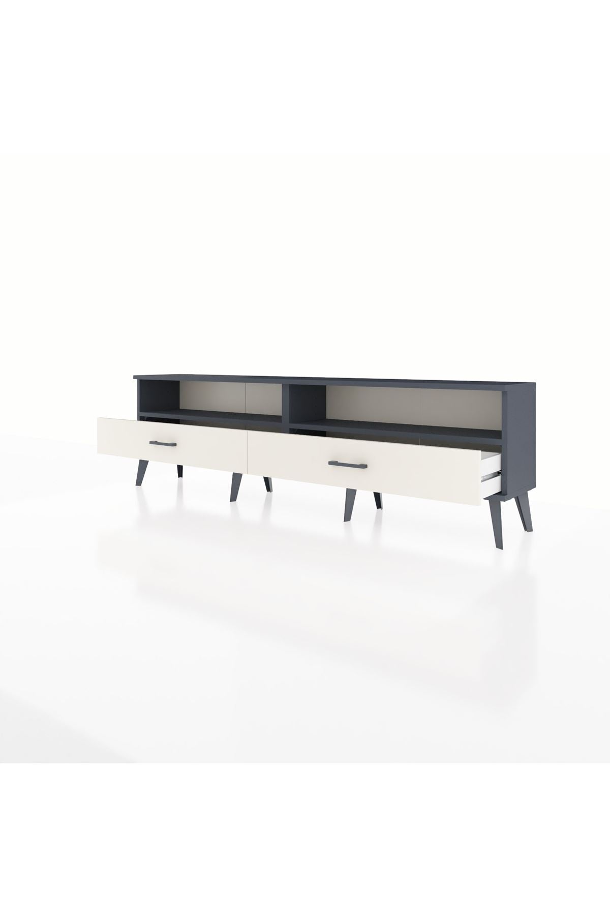 Arges TV Ünitesi 2 Raflı 2 Çekmeceli  176x30x51 Antrasit-Antrasit/Aytaşı